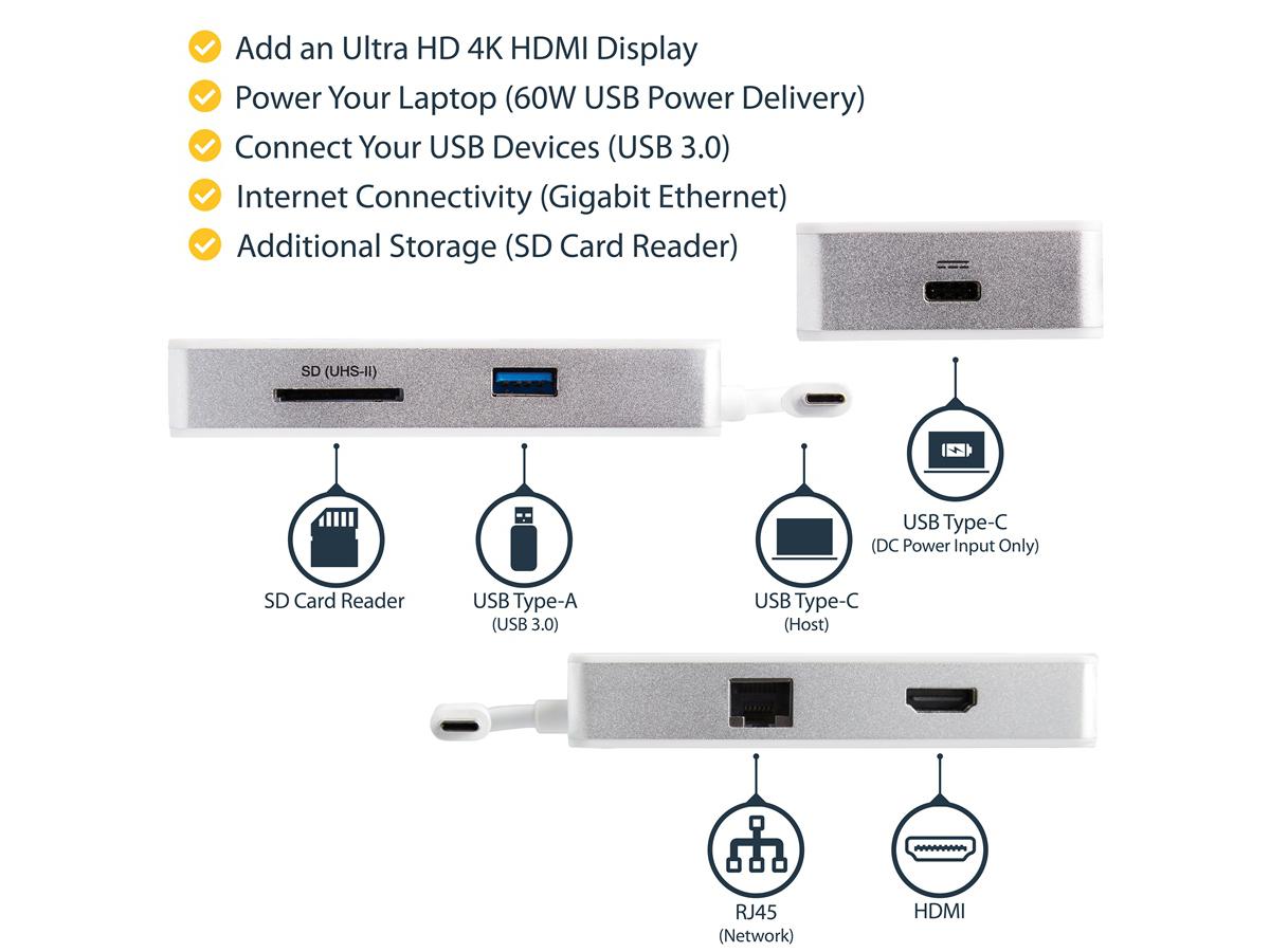 Adaptador multipuerto USB-C de Startech.Com - HDMI 4K - SD/SDHC/SDXC