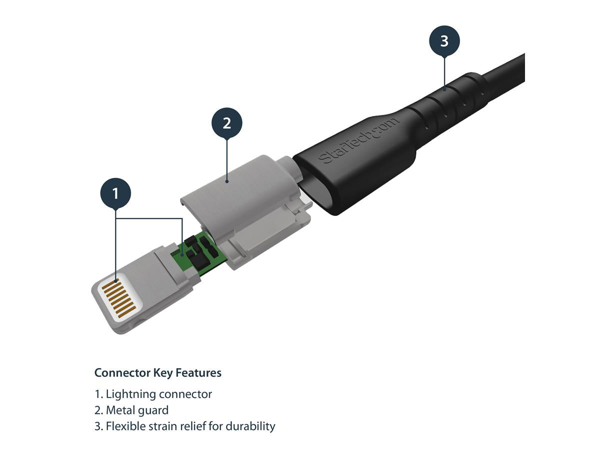 Startech.Com 3 Ft(1M) Durable Black Usb-A To Lightning Cable, Heav
