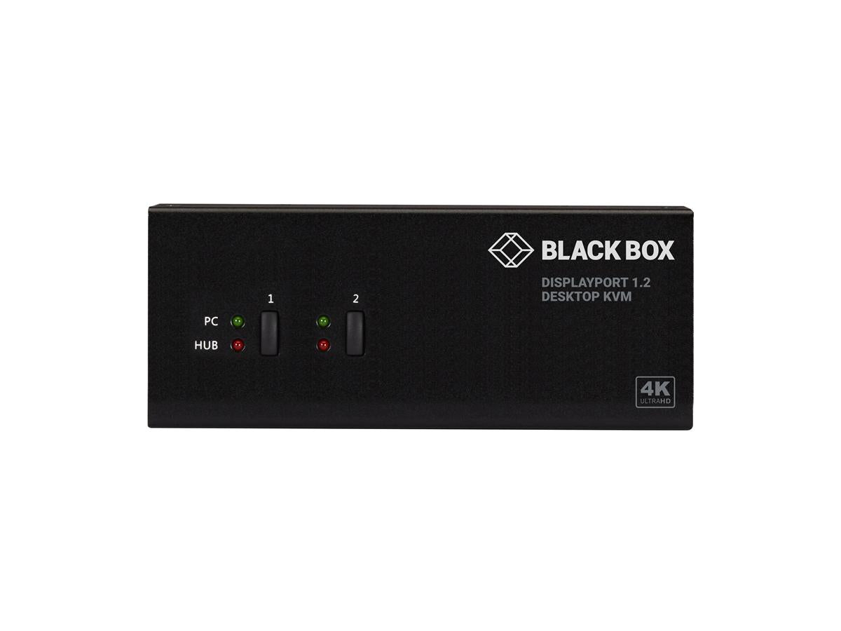 Conmutador KVM Black Box de 2 puertos, doble cabezal, DP1.2, USB3, audio, Edid