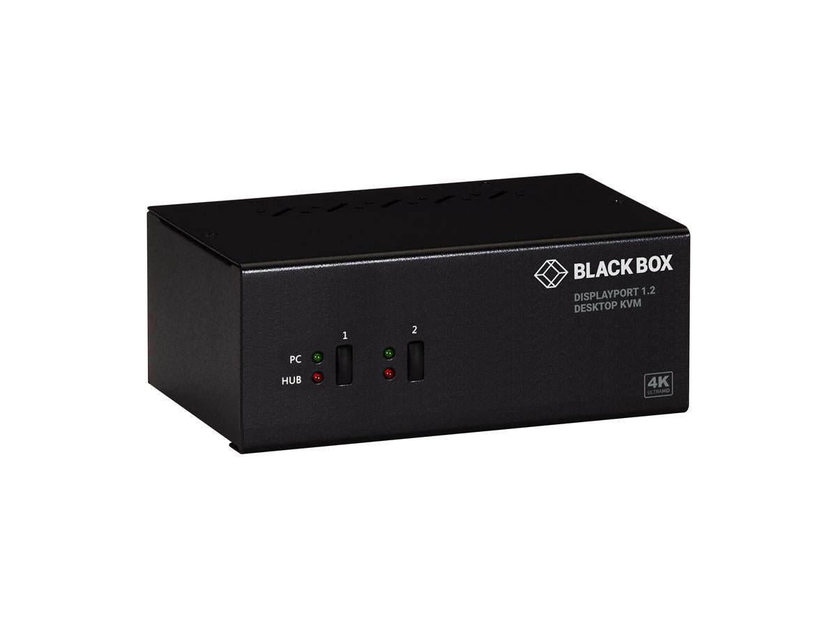 Conmutador KVM Black Box de 2 puertos, doble cabezal, DP1.2, USB3, audio, Edid