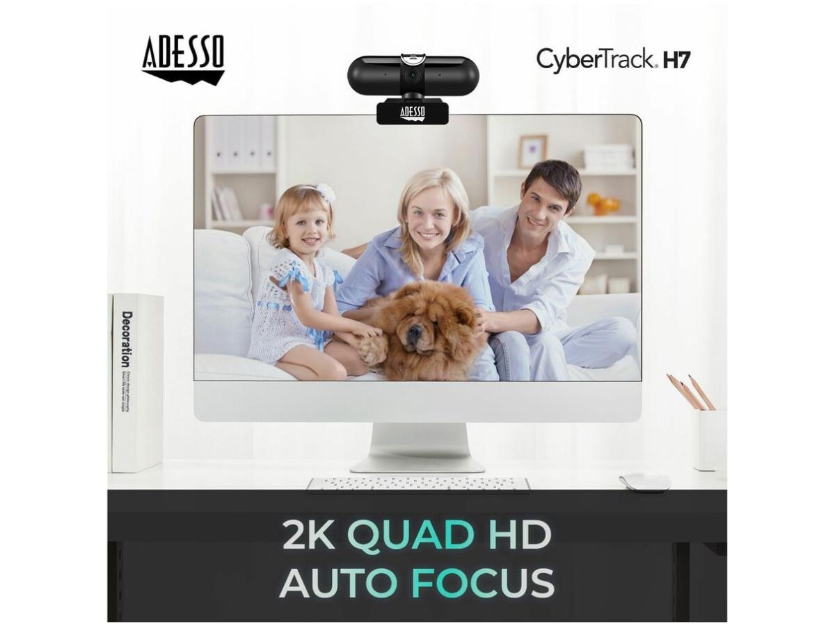 Cámara web Quad HD 2K (5,0 megapíxeles) con micrófono incorporado y privacidad