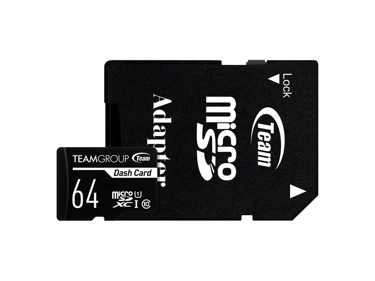 Tarjeta micro SDXC Team Dash de 64 GB UHS-I para venta minorista con 1 adaptador