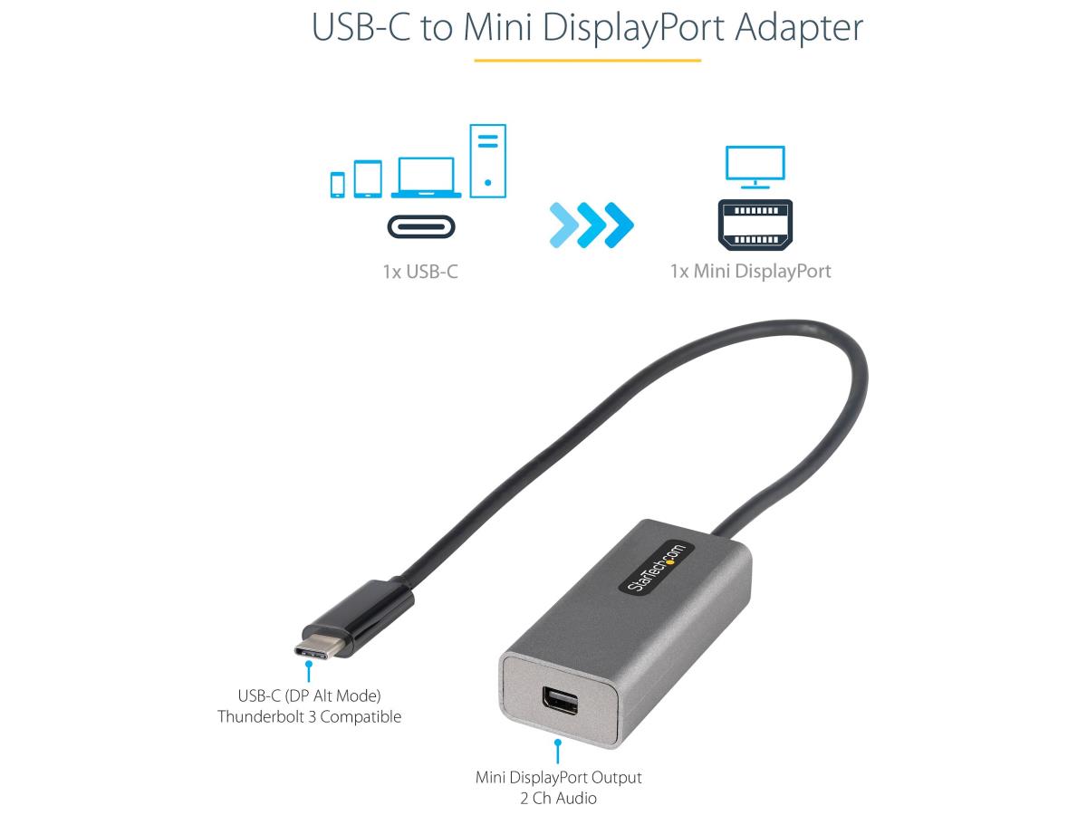 Adaptador USB-C a Mini DisplayPort de Startech.Com, 4K 60 Hz USB-C a M
