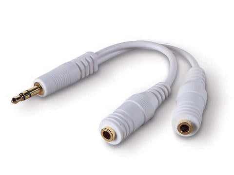 Y Adaptr;Mini Stereo Plug /2 Ministreo Jcks;6 White