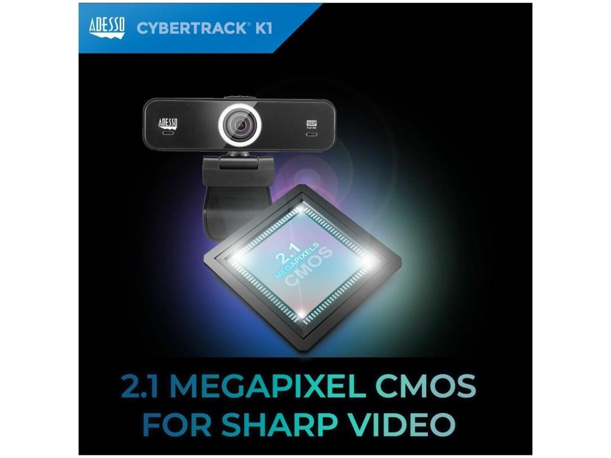Webcam HD Adesso 1080P avec fonction audio/vidéo à champ de vision réglable intégré