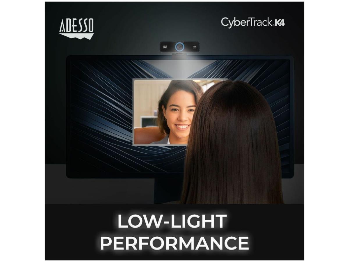 Cámara web Adesso 4K Ultra HD con audio y vídeo con campo de visión ajustable integrado