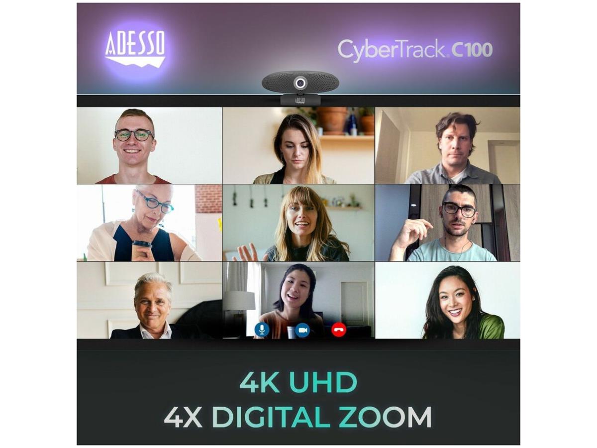 Cámara de conferencias Adesso 4K Ultra HD con altavoz integrado y Wid