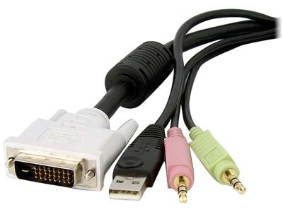 Cable conmutador KVM DVI-D USB de doble enlace 4 en 1 Startech.Com de 1,5 pies (4 m)