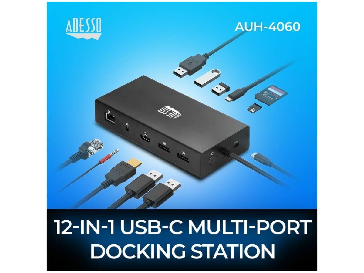 Adesso Technology 12 In-1 Usb-C Multiport Docking Station Supports