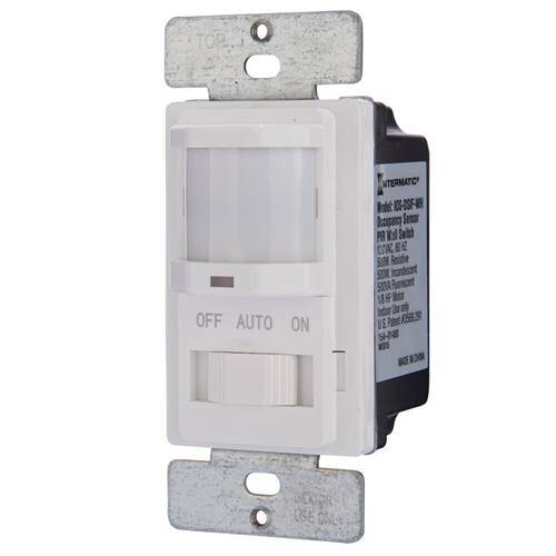 Intermatic PIR Occupancy Sensor Wall Switch, Manual Override, No Neutral,White (IOS-DSIMF-WH)