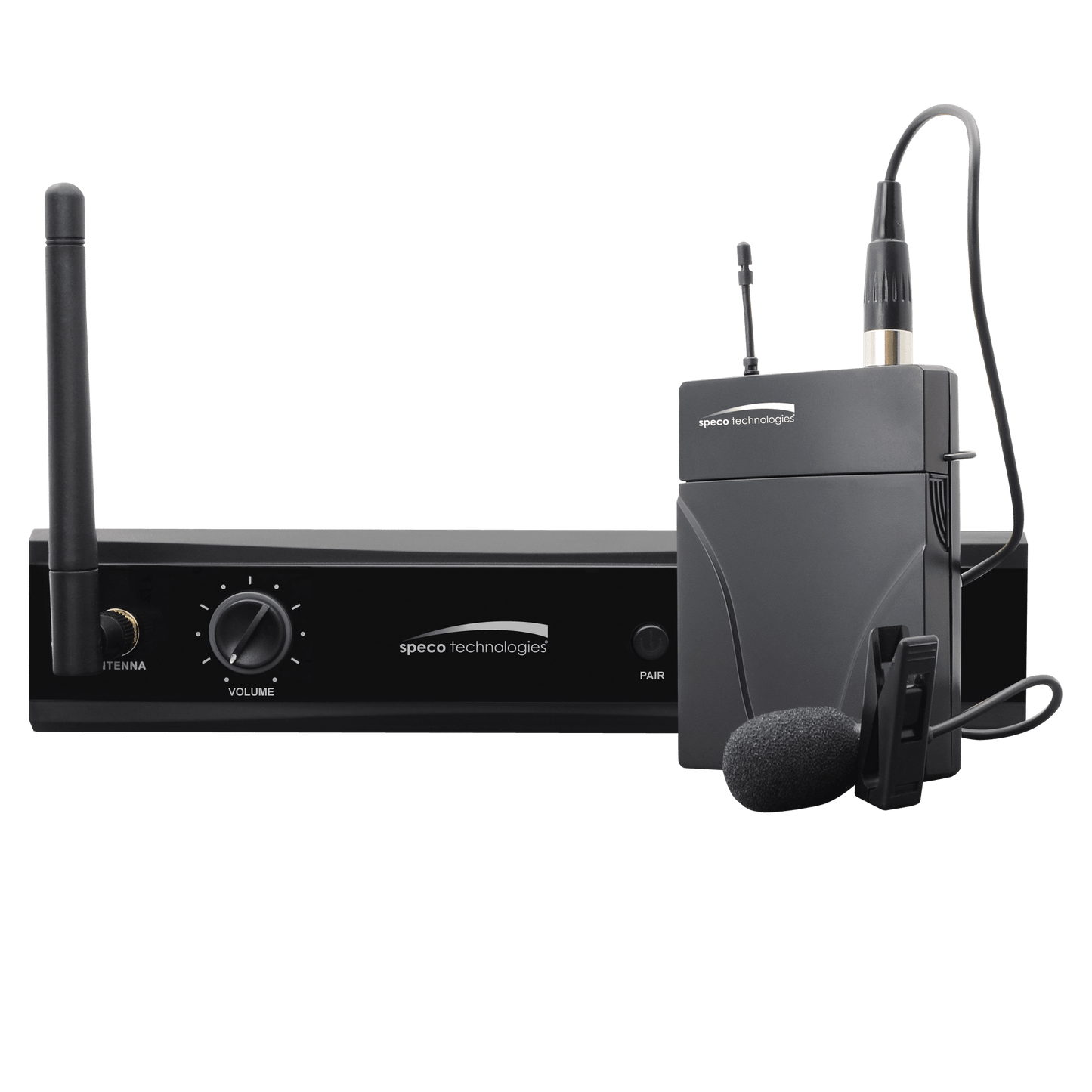 Speco 2.4GHz Wireless Microphone Kit - Receiver, Bodypack Transmitter, Lapel Mic (SPE-M24GLK)