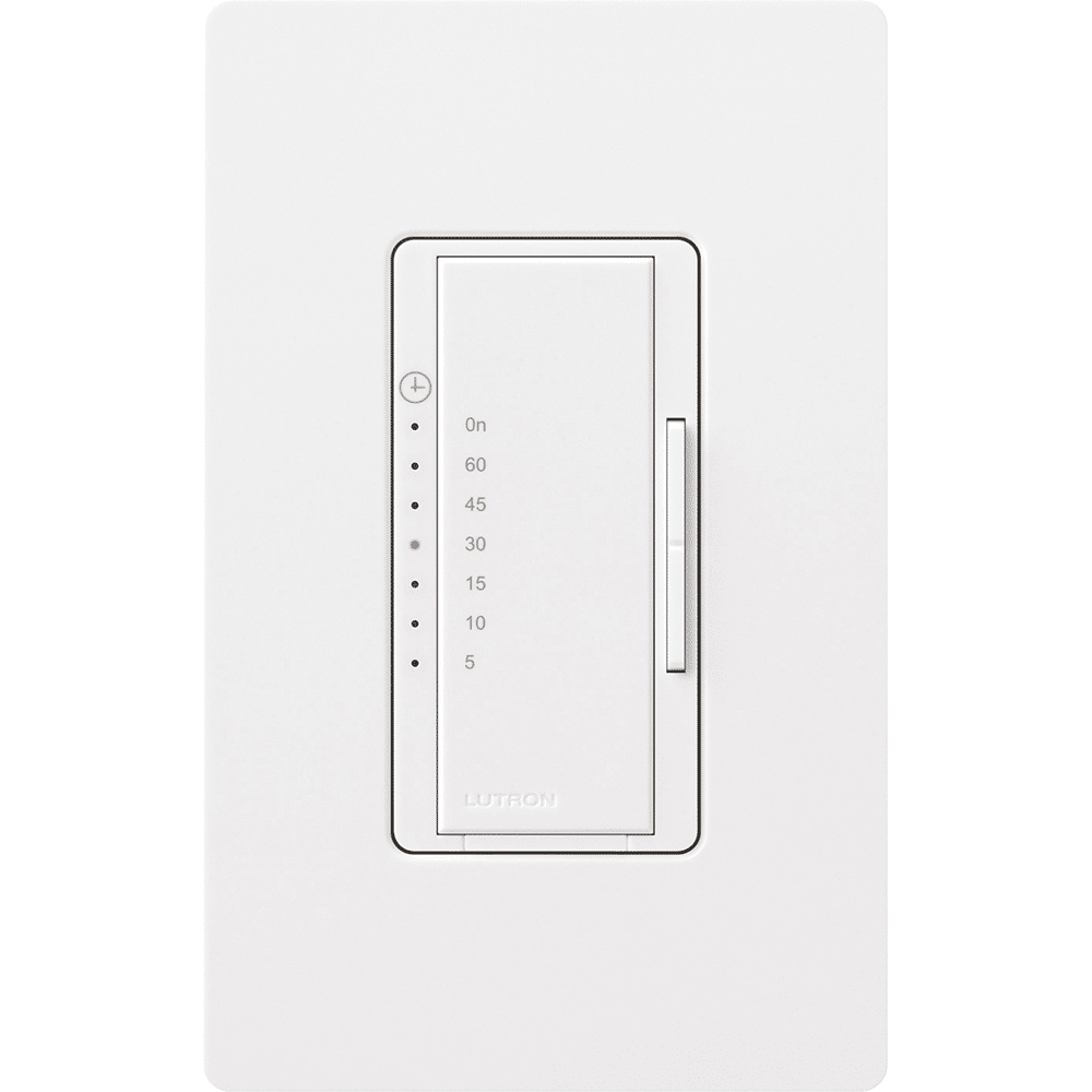 Lutron Maestro Countdown Timer 5-60 Min, Single Pole w/ Neutral, White (MA-T51MN-WH)
