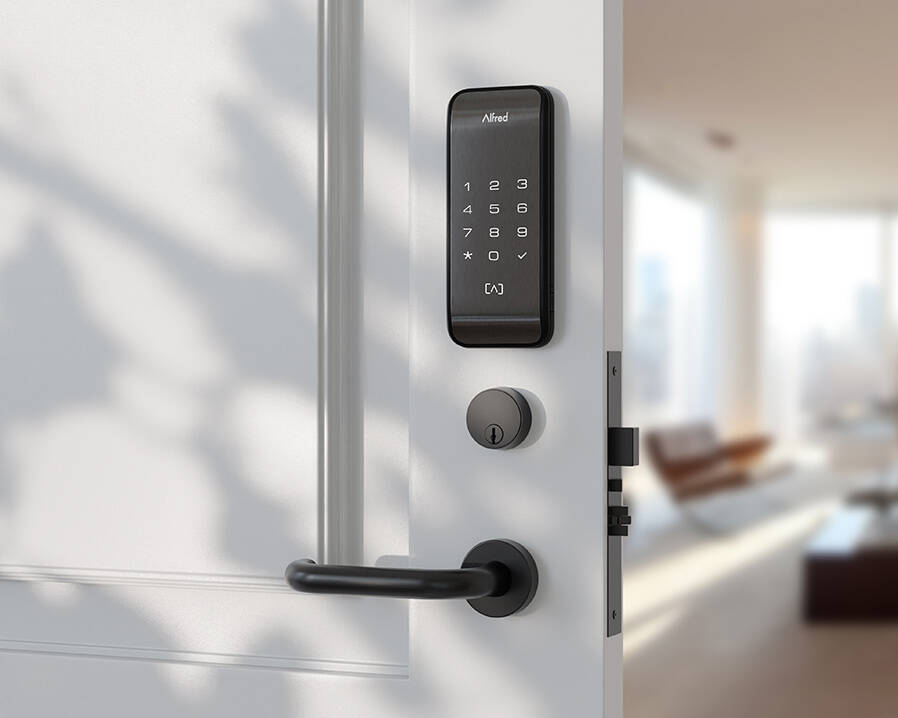 Alfred ML2 Mortise Lock with Bluetooth, RFID, Black with Lockset, Lever, Cylnder (ML2-LB-BL-KIT)