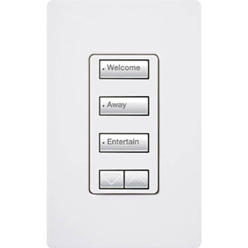 Lutron RadioRA2 Designer Keypad 3 Button Spaced Raise Lower, White (RRD-W3BSRL-WH)