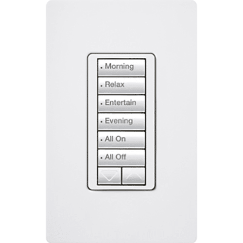 Lutron RadioRA2 Designer Keypad 6 Button Raise Lower, White (RRD-W6BRL-WH)