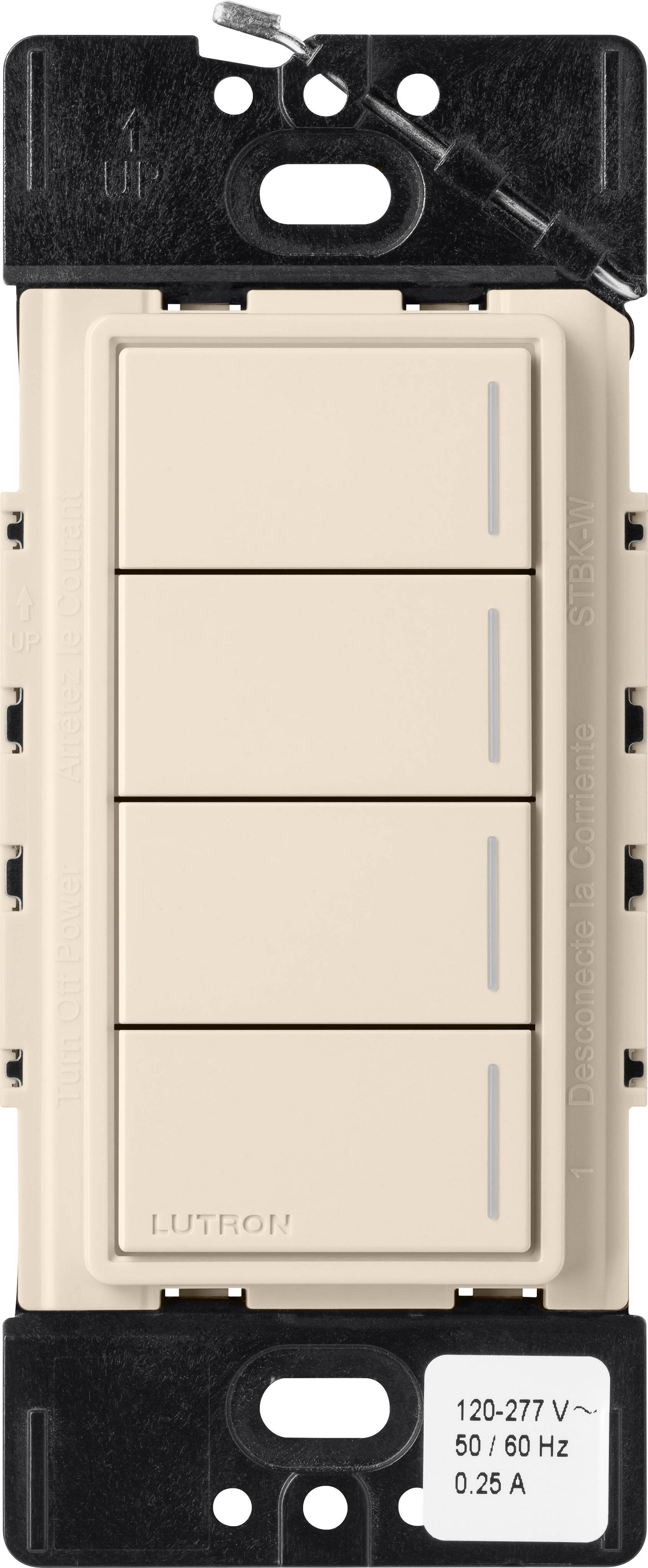 Lutron RadioRA3 SUNNATA RF 4 Button Keypad, Light Almond (RRST-W4B-LA)
