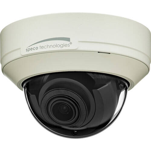 Speco 4MP H.265 IP Dome Camera with IR, WDR 2.8-12mm mot Lens,JBox,White,NDAA (SPE-O4VD2M)