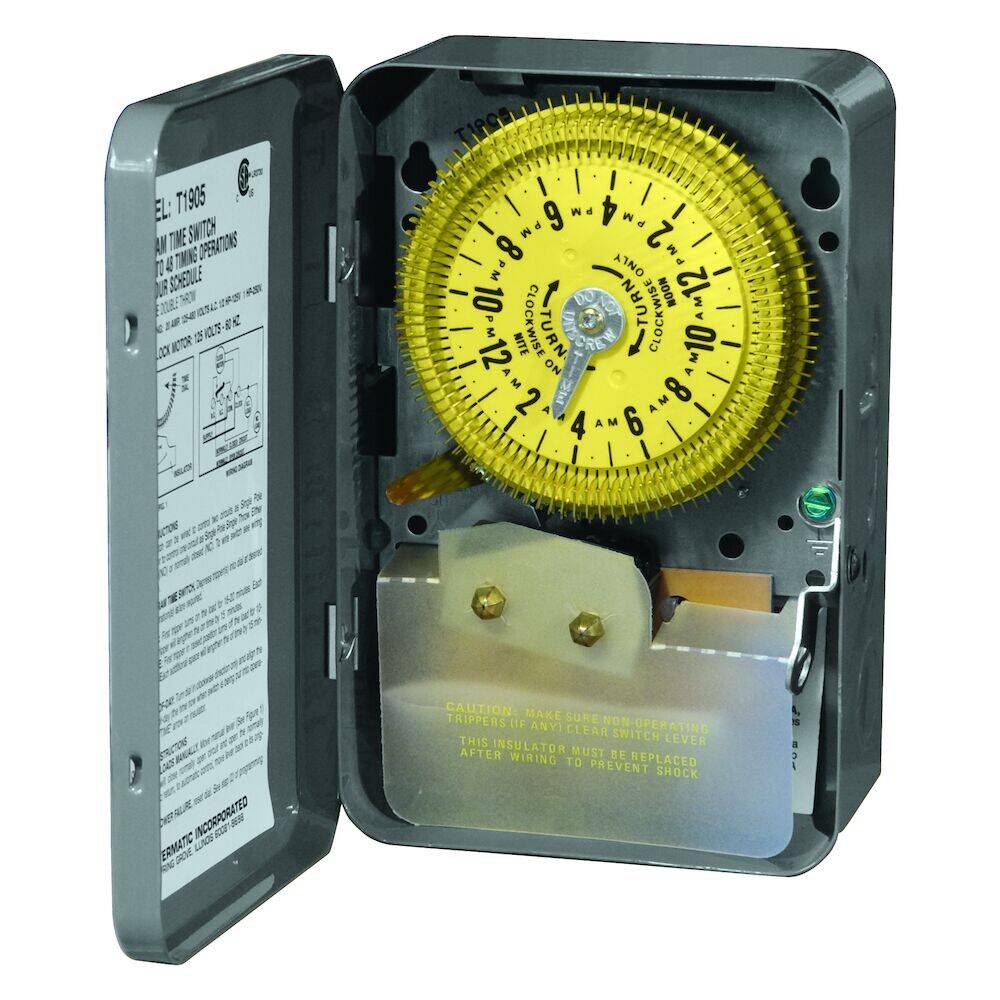 Intermatic 24-Hour Mechanical Time Switch, 125 VAC, 60Hz, SPDT, Indoor Enclosure (T1905)