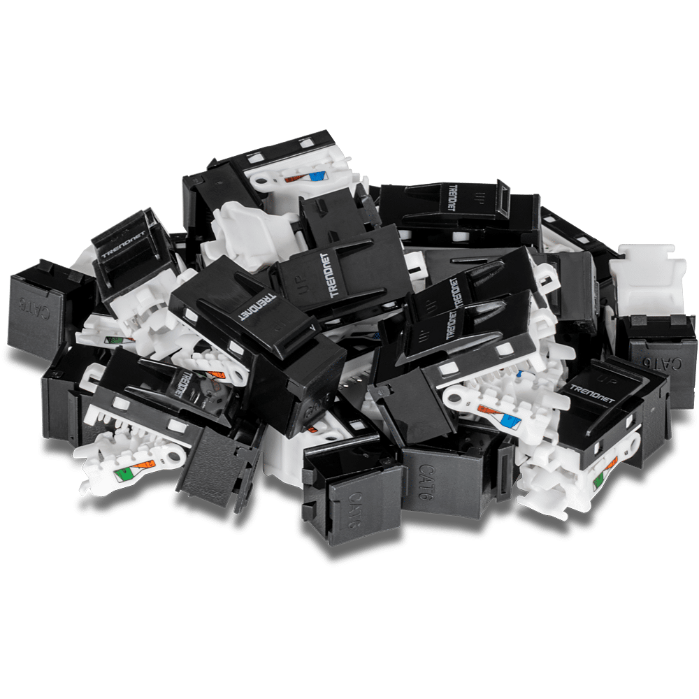 TRENDnet 25 Pack Cat6 RJ-45 Keystone Jack, Black (TC-K25C6BK)