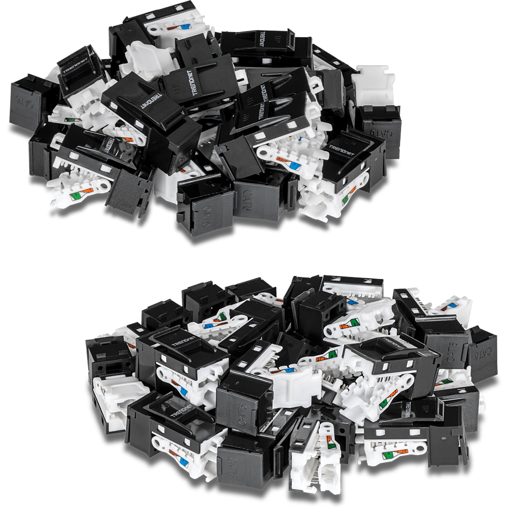 TRENDnet 50 Pack Cat6 RJ-45 Keystone Jack, Black (TC-K50C6BK)
