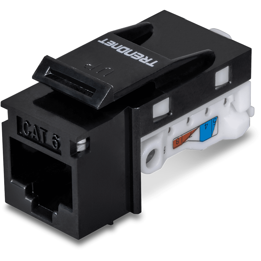 TRENDnet 50 Pack Cat6 RJ-45 Keystone Jack, Black (TC-K50C6BK)