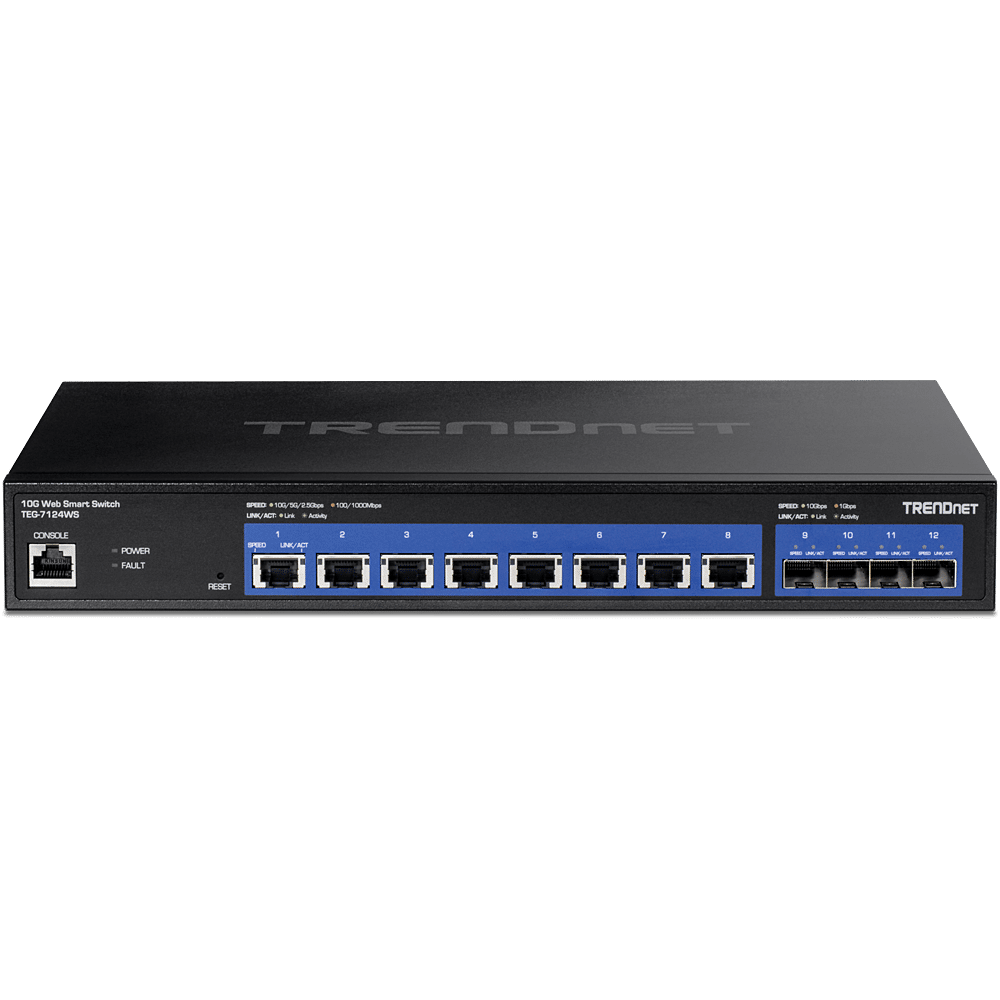 TRENDnet 12 Port 10G Web Smart Switch, 8 10G Ports, 4 SFP+ Slots (TEG-7124WS)