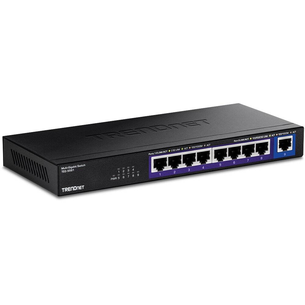 TRENDnet 9-Port Multi-Gig Switch, 8 x 2.5G, 1 x 10G (TEG-S591)