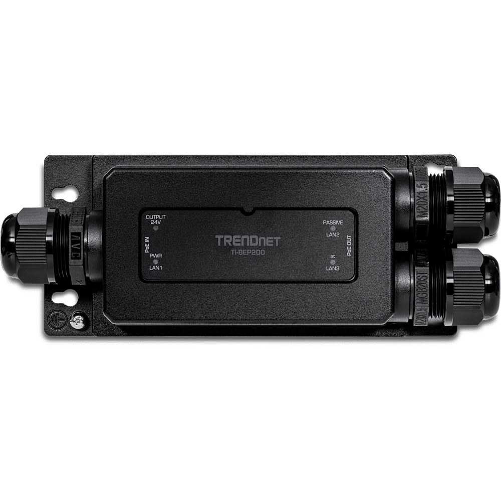 TRENDnet 2 Port Industrial Outdoor Gigabit Active/Passive PoE+ Extender (TI-BEP200)