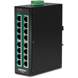 TRENDnet 16 Port Hardened Industrial Gigabit PoE+ DIN Rail Switch (TI-PG160)