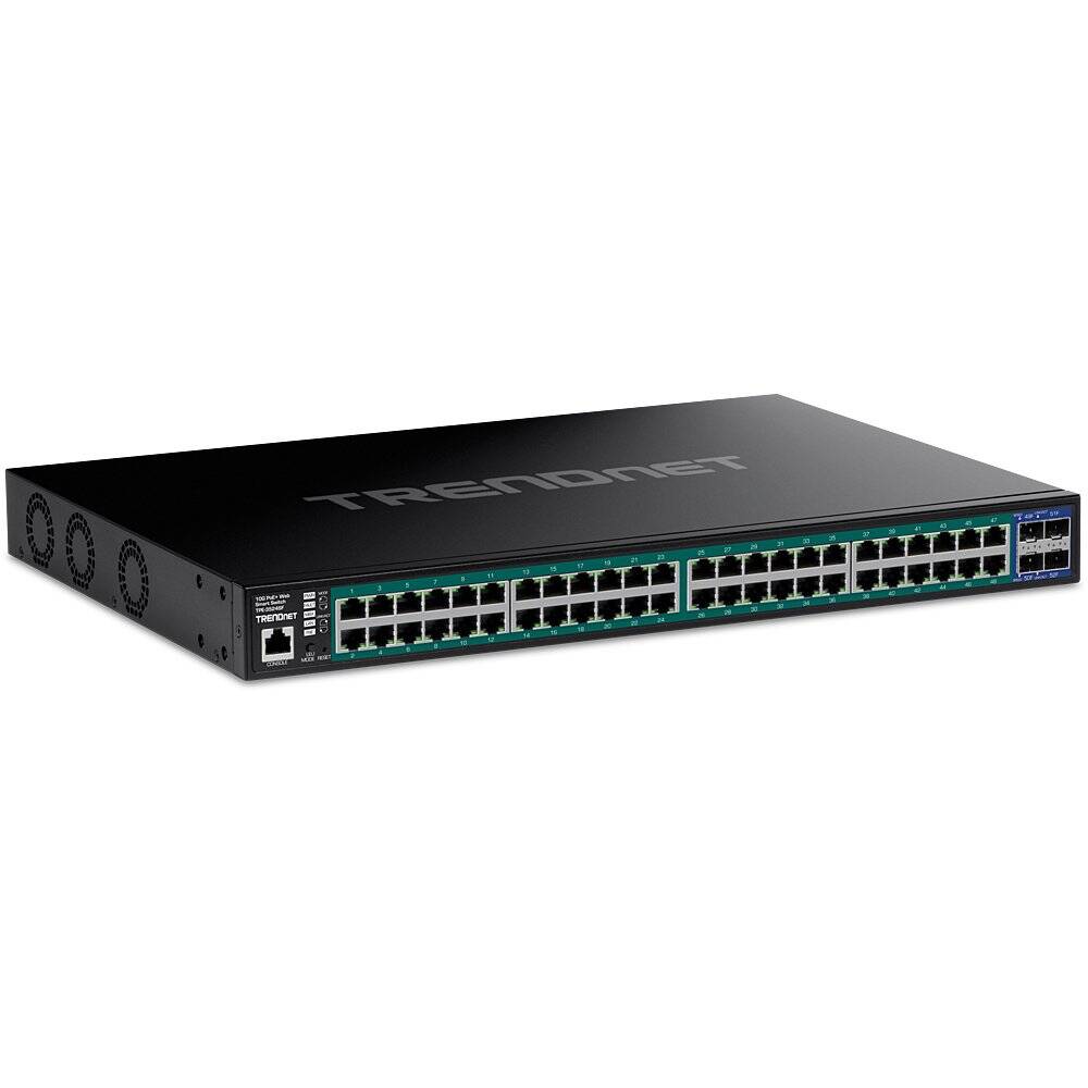 TRENDnet 52-port Gigabit Web Smart PoE+ Switch, 740W, 48 x Gigabit, 4 x 10G SFP+ (TPE-3524SF)