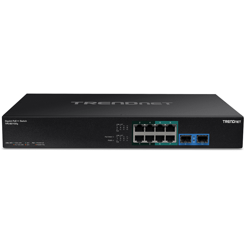 TRENDNet 10 Port Gigabit 4PPoE PoE++ Switch (TPE-BG102G)