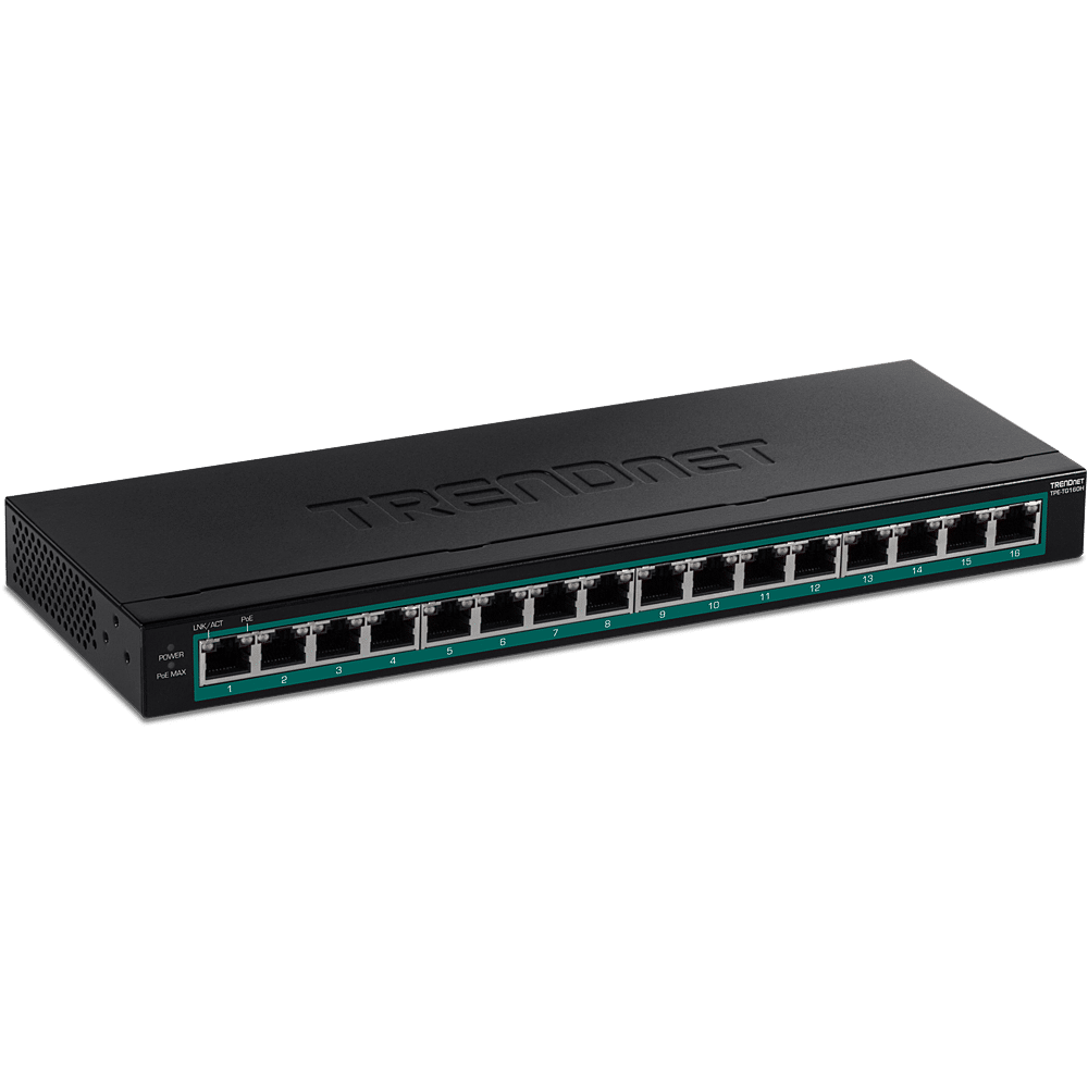 TRENDnet 16 Port Gigabit PoE+ Rack Mount Switch (120W PoE) (TPE-TG161H)