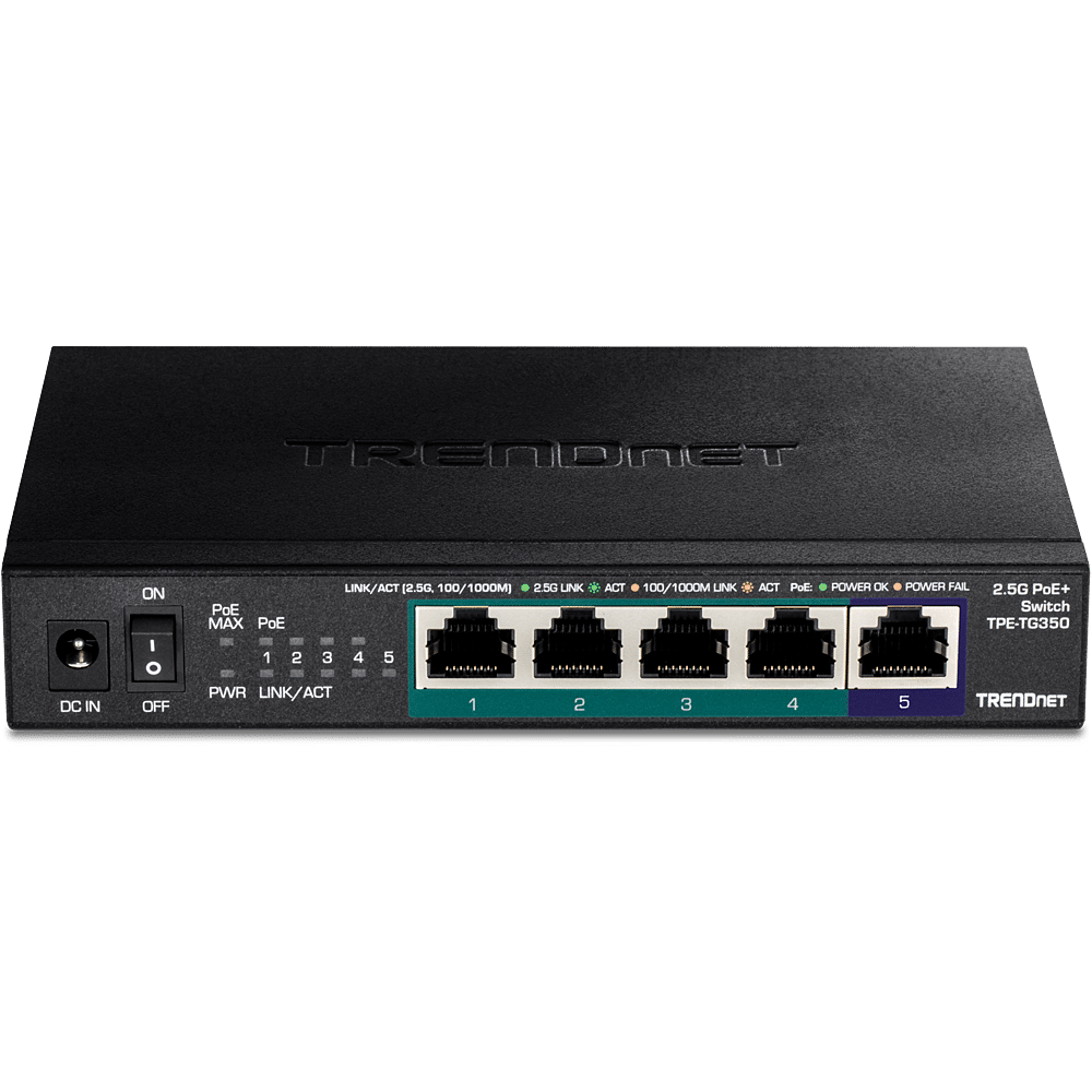 TRENDnet 5-Port Unmanaged 2.5G PoE+ Switch (TPE-TG350)