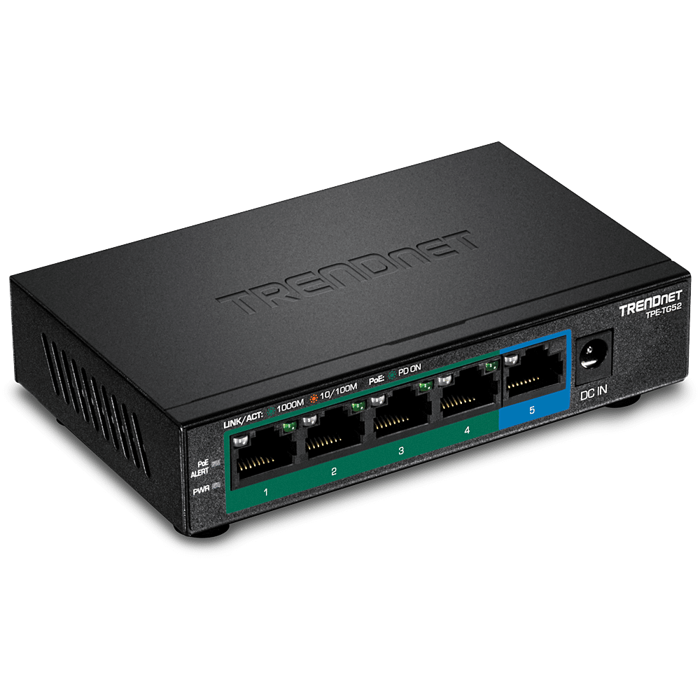 TRENDnet 5 Port Gigabit PoE+ Switch (TPE-TG52)