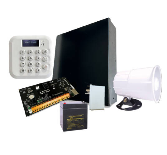 UNO Alarm Kit- UNO,5500RF White Keypad, Enclosure, Battery, PWR Supply, Siren (UNO-KIT-55RF)