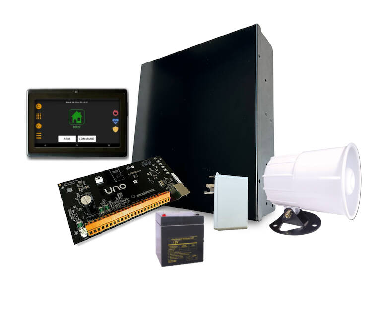 UNO Alarm Kit - Black TouchScreen,Mount, Enclosure, 4AH,Battery, PWR Sup, Siren (UNO-KIT-WT7B)