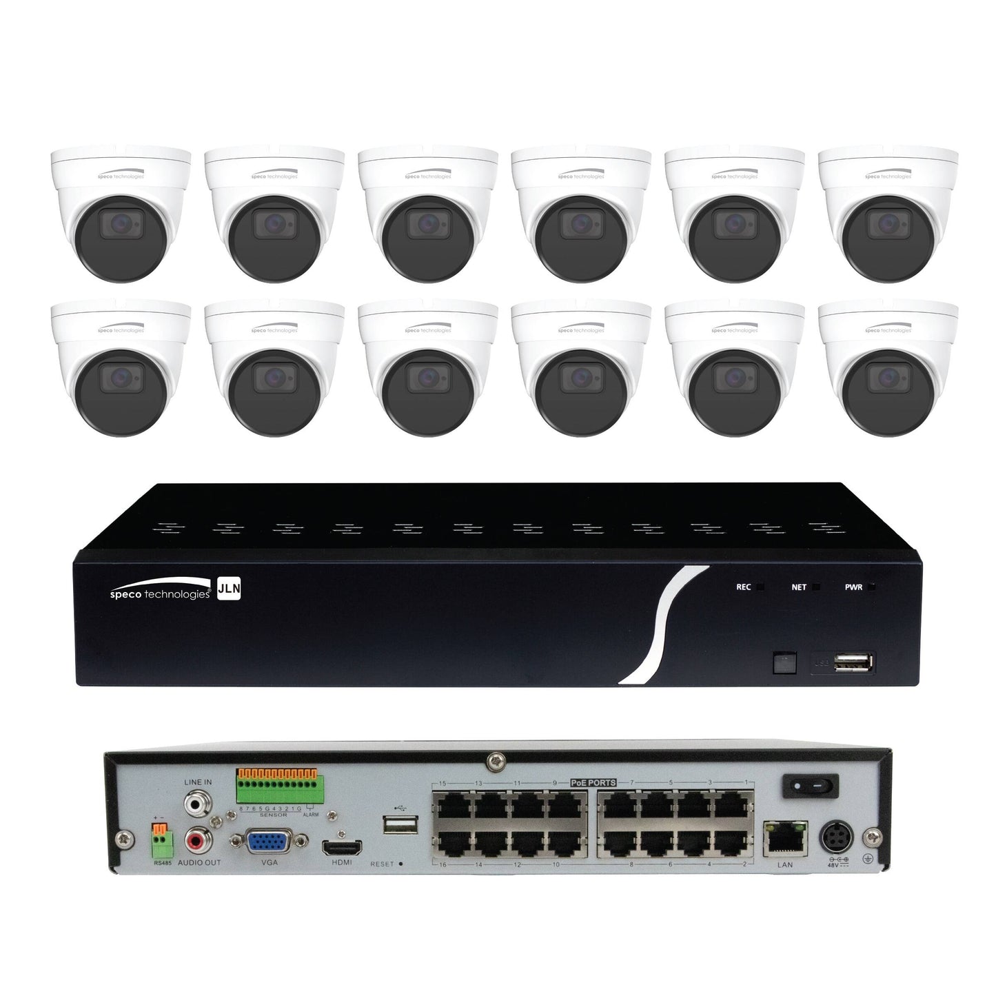 Speco IP Kit 16 Channel NVR with 12 5MP Turret Cameras (SPE-ZIPK16N1)