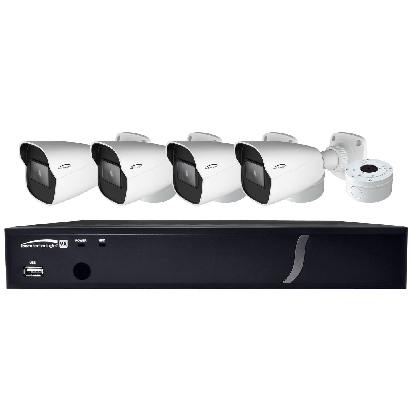 Speco 8CH HDTVI Camera Kit,DVR,1080p,120fps,2TB,4 IR Bullet Cameras 2.8mm,White (SPE-ZIPT84B2)