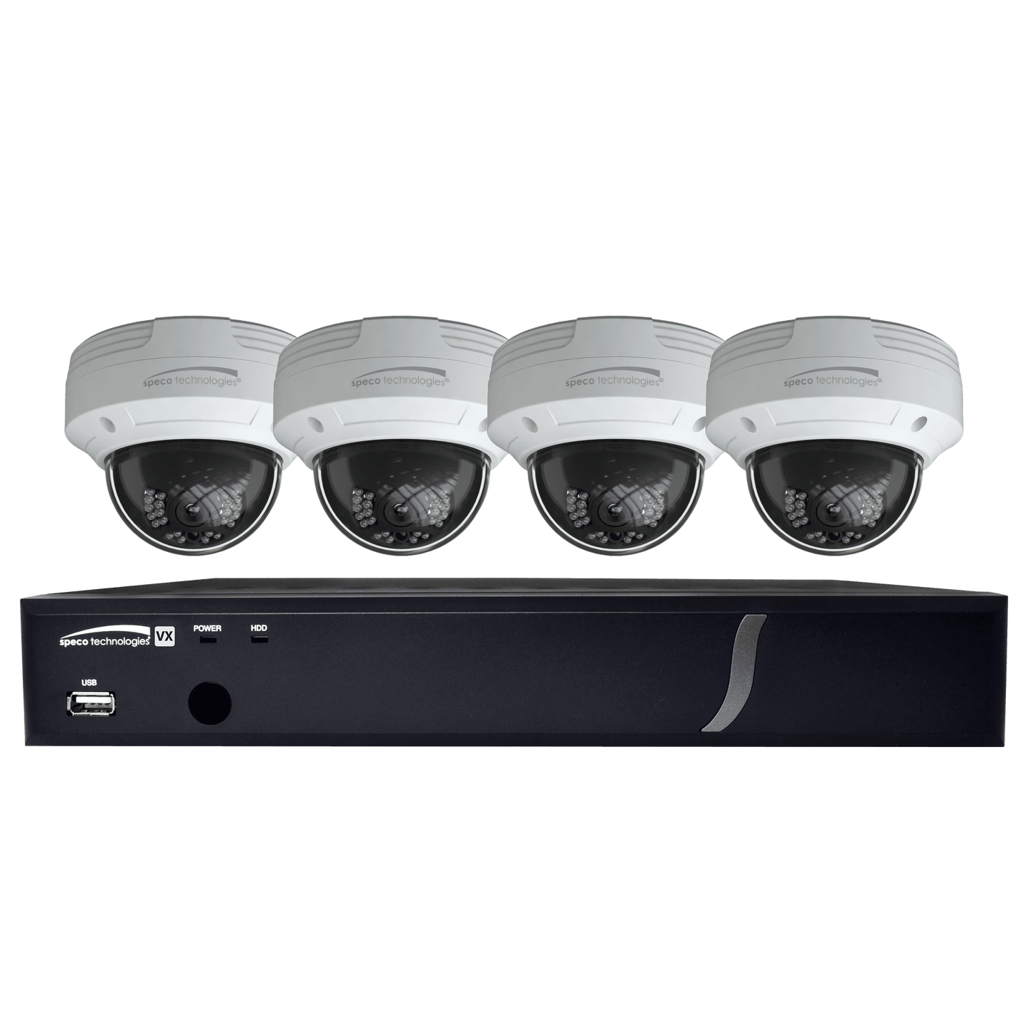 Speco 8CH HDTVI Camera Kit,DVR,1080p,120fps,2TB,4 IR Dome Cameras 2.8mm,White (SPE-ZIPT84D2)