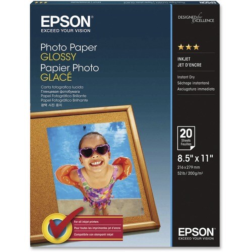 PAPEL FOTOGRÁFICO EPSON BRILLO TAMAÑO CARTA 20 HOJAS