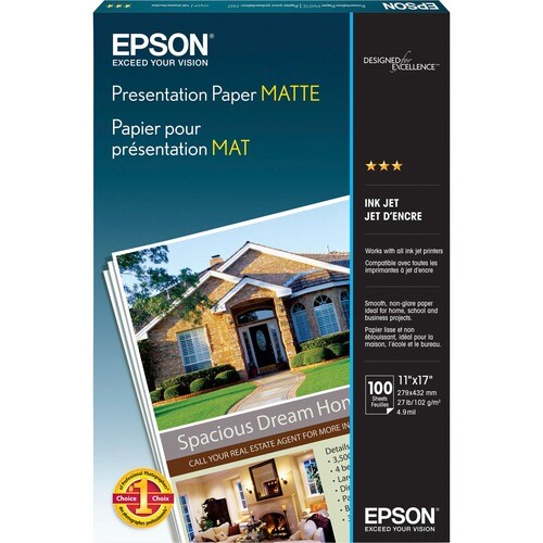 PAPEL DE PRESENTACIÓN EPSON MATE TAMAÑO B 11X17 100 HOJAS