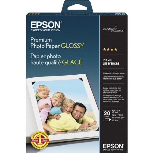 PAPEL FOTOGRÁFICO BRILLANTE PREMIUM SIN BORDES 5 PULGADAS X 7 PULGADAS 20 UDS.