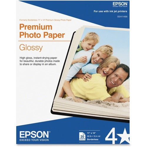 PAPIER PHOTO GLOSSY PREMIUM 20 FEUILLES 11X14 PO POUR LES EMPLOYÉS