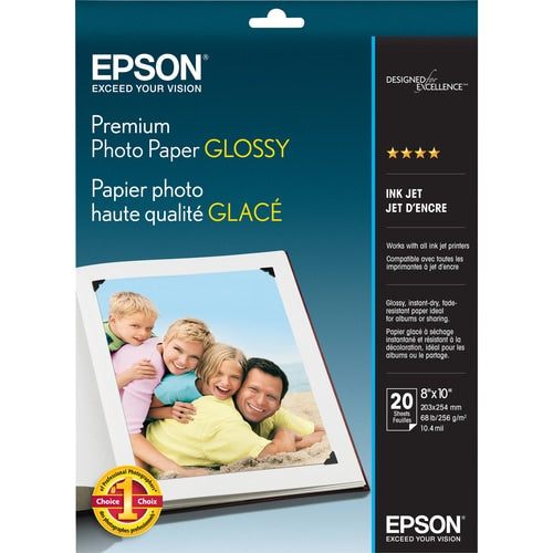 PAPIER PHOTO PREMIUM BRILLANT 20 FEUILLES 8X10