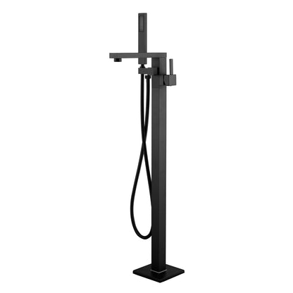 Robinet de baignoire autoportant Sammie d'AGUA Canada avec douchette (SAMMIE-BK)