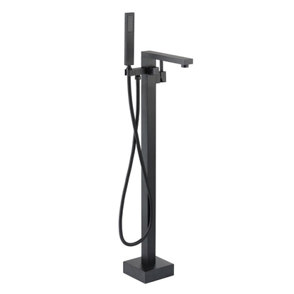 Robinet de baignoire autoportant Sammie d'AGUA Canada avec douchette (SAMMIE-BK)