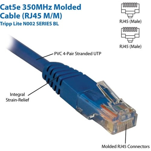 Tripp Lite Cat5e Patch Cable - 3ft - 1 x RJ-45 Male - 1 x RJ-45 Male - Blue