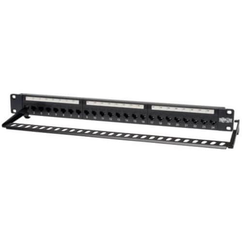 Panel de conexión Tripp Lite de 24 puertos Cat6 Cat5 con alimentación directa para montaje en rack 568A/B RJ45 1URM TAA - 24