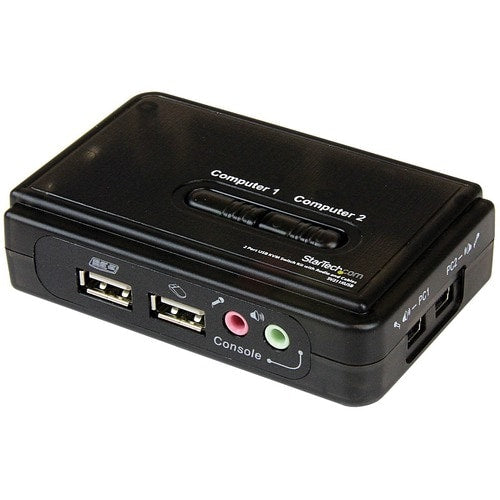 CONMUTADOR KVM VGA USB DE 2 PUERTOS CON AUDIO Y CABLES
