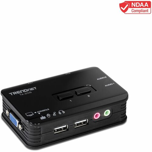 KIT DE CONMUTADOR KVM USB DE 2 PUERTOS CON AUDIO (INCLUYE 2 CABLES KVM)